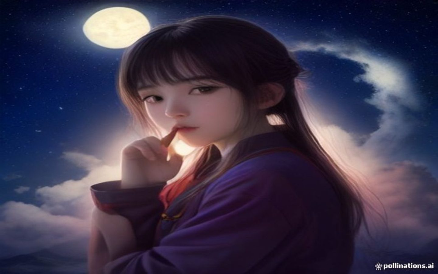 小说在线阅读 深夜书房中一位读者在灯光下专注阅读小说，紫色暖光映照书页，营造沉浸阅读的氛围